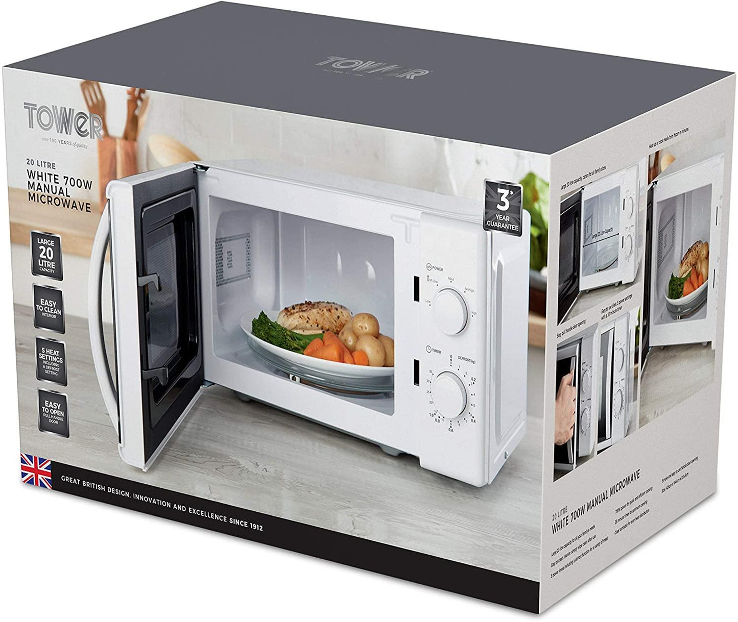 Tower 20L 700W Microwave White - T24034WHT