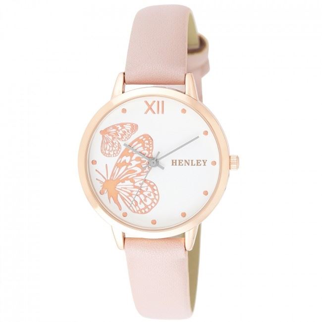 Henley Women's Fashion Casual Butterfly Design Leather Strap Watch H06146.10