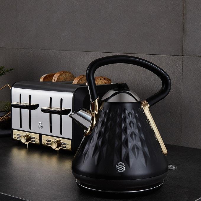 Swan Gatsby Kettle Toaster Set Black & Gold