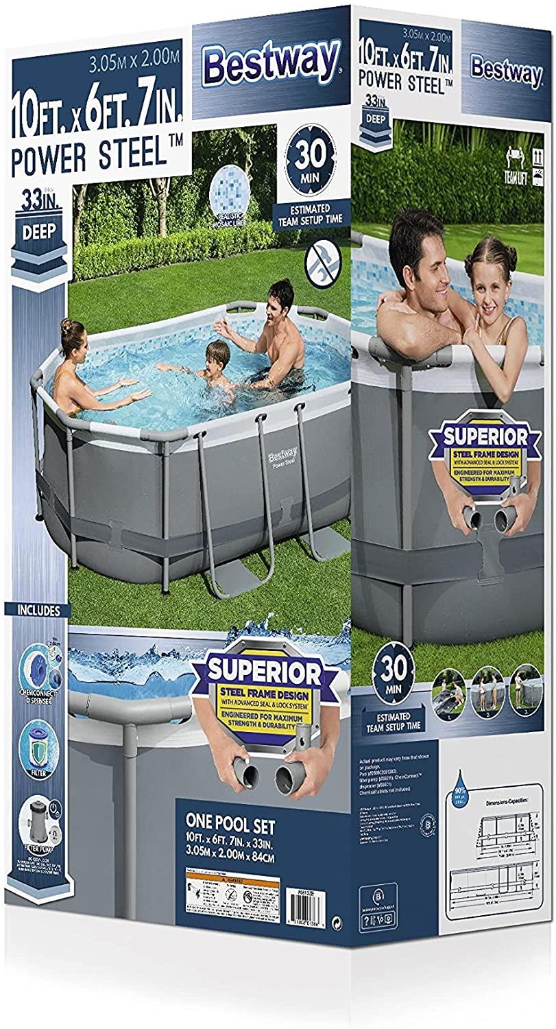 BESTWAY 10'X6'7"X33" PWR STL OVAL POOL SET (Carton of 1)
