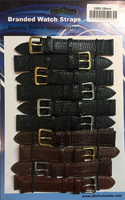 Lizard Grain Leather Black and Brown Watch Straps Pk10 1009 available sizes 10mm To 22mm