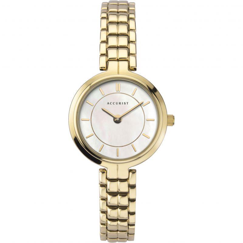 Accurist Women’s Gold Case & Brass Bracelet with White Dial Watch 8301