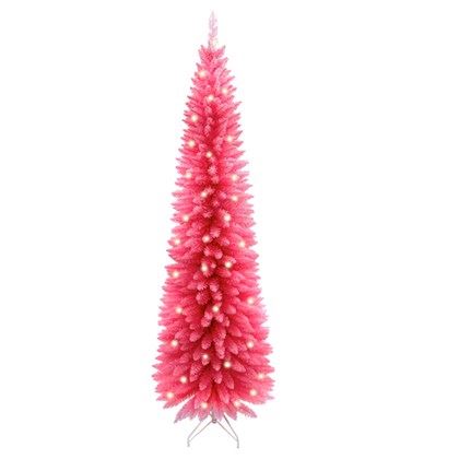 Christmas Workshop 6FT Pink Pre-Lit Slim Line Christmas Tree (Carton of 1)