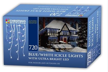 Christmas Workshop 720 LED Icicle Chaser Lights-Blue & White (Carton of 6)