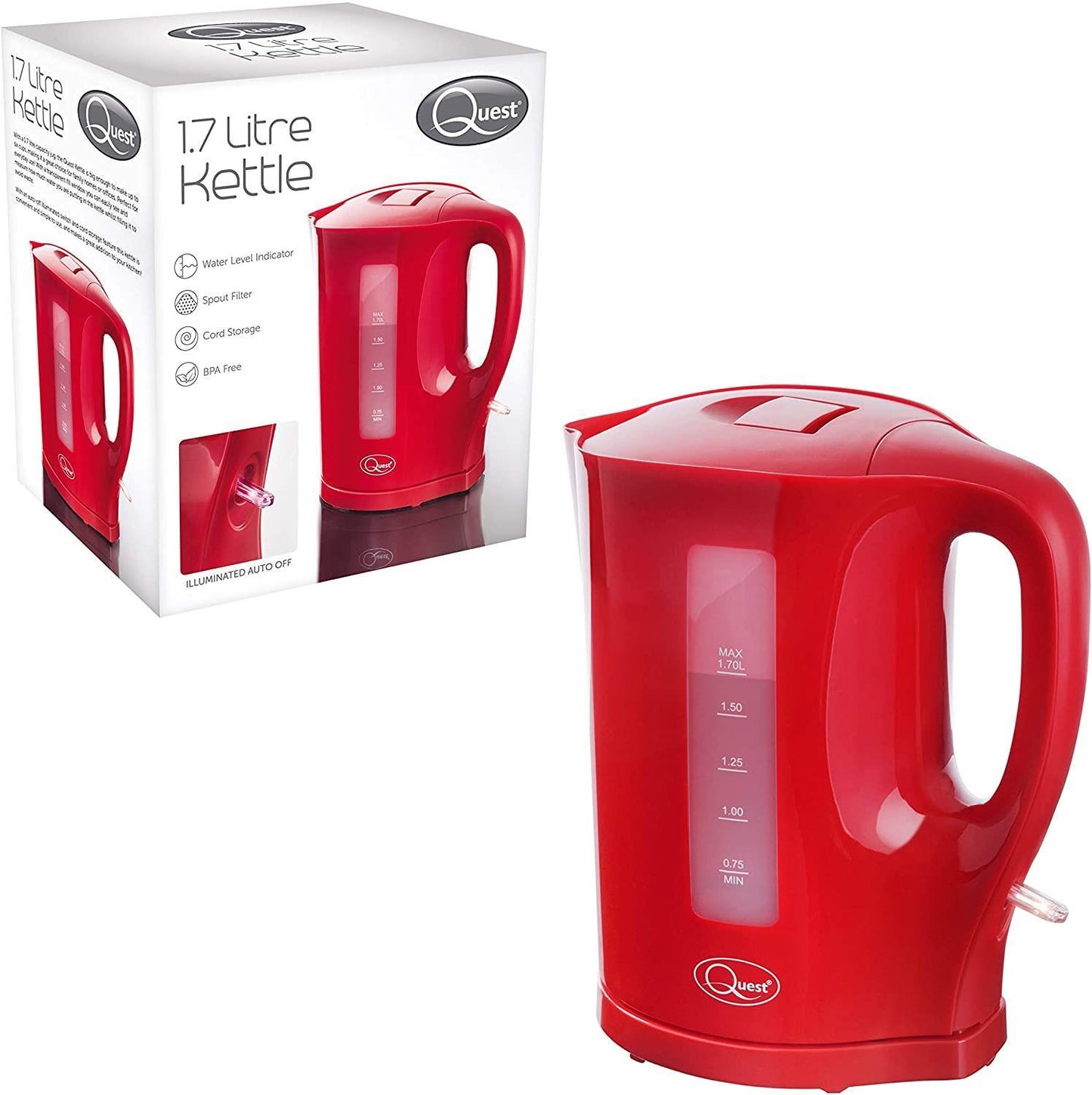 Quest 1.7L Jug Kettle  - Red 35429