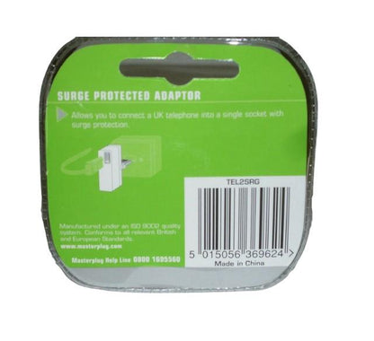 MASTERPLUG Telephone Surge Protector Adaptor (White) TEL2SRG