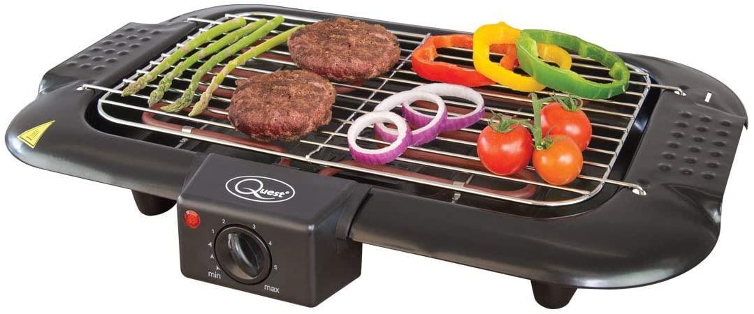 Quest 35910 Electric Portable Indoor BBQ Grill Minimal Smoke 2000W
