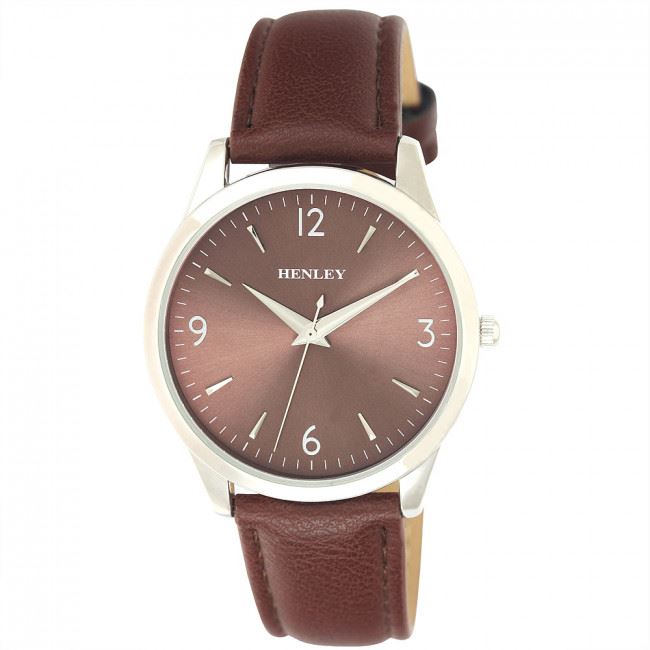 Henley Mens Contemporary City Watch Leather Strap Watch H02196