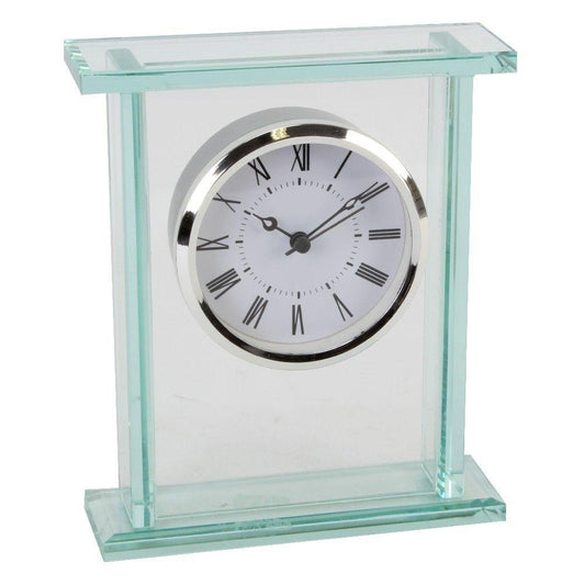Wm.Widdop Glass Silver Bezel Mantel Clock