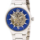 Caravelle Mens Automatic Blue & Silver Skeleton Dial Stainless Steel Bracelet Watch 43a135