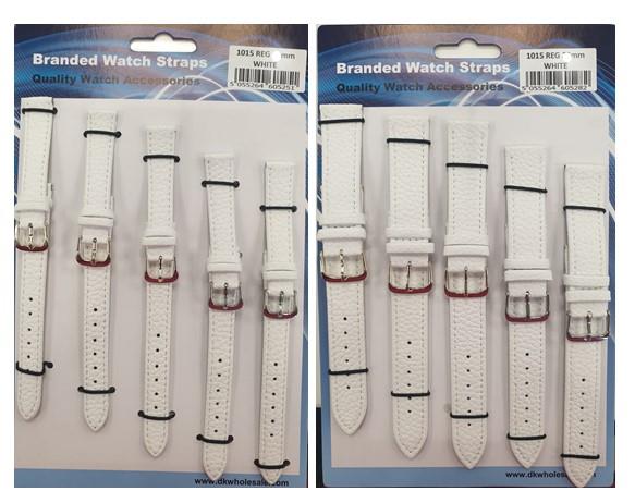 White Leather Watch Straps Pk5 size 1015W Available Multiple Size