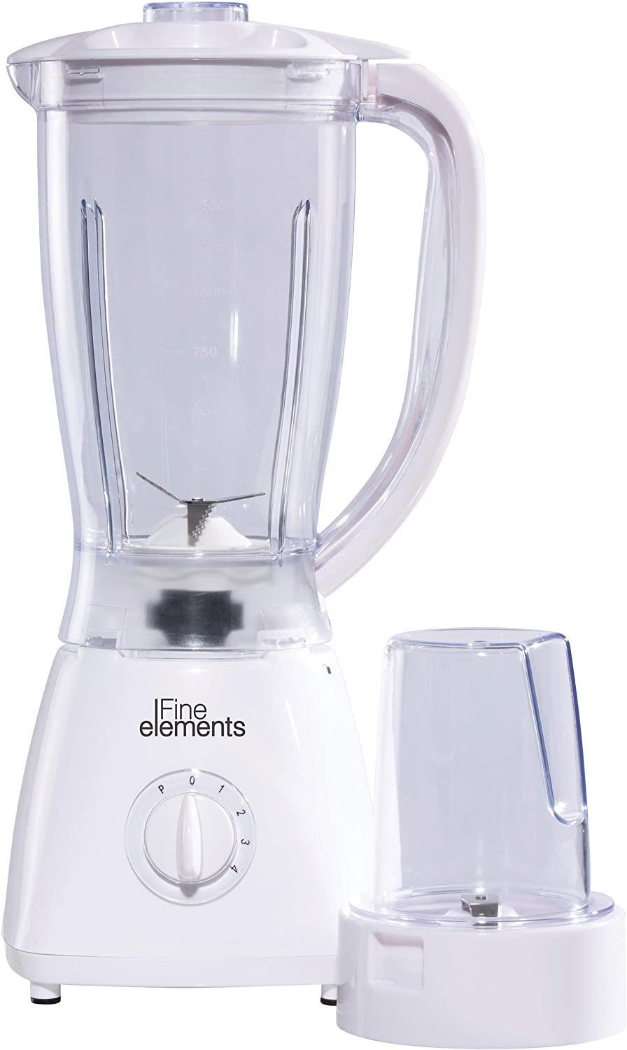 Fine Elements Jug Blender with Coffee Grinder Attachment, 1500ml Capacity White- SDA1907