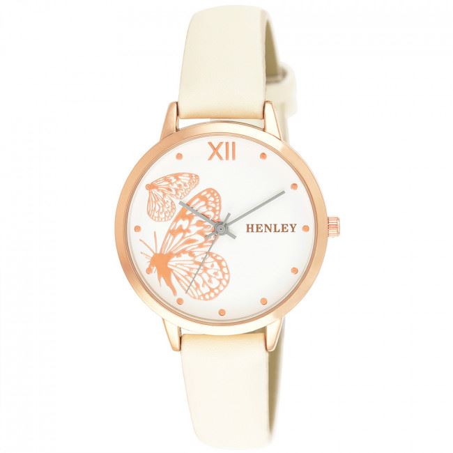 Henley Women's Fashion Casual Butterfly Design Leather Strap Watch H06146.10