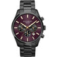 Accurist London Mens Chronograph Burgundy Dial With Black Stainless Steel Bracelet Watch 7358