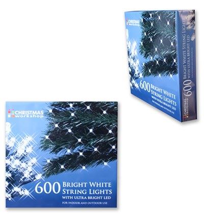 Christmas Workshop 600 White LED String Lights (Carton of 6)