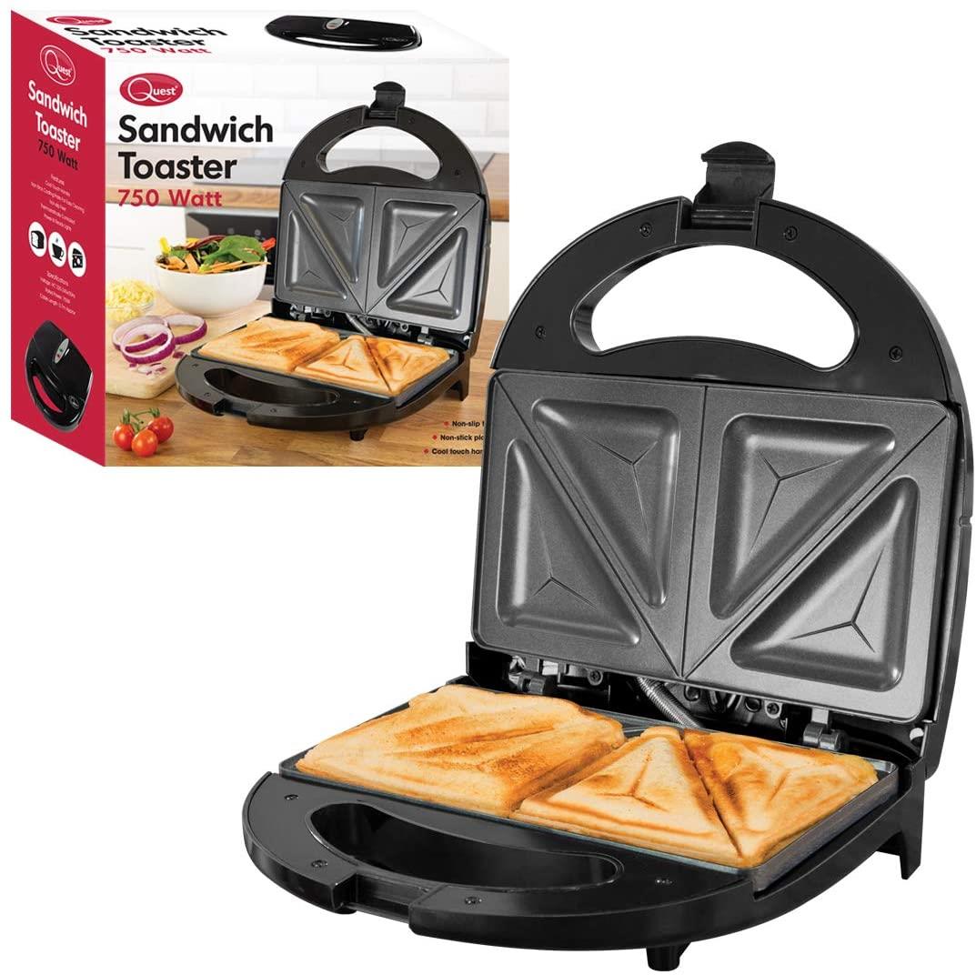 Quest 35129 Sandwich Toastie Maker, Black,  750W Non Stick Hot Plates