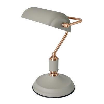 35w 'Emperor' Bankers Lamp - Sand Grey / Copper L1161GC