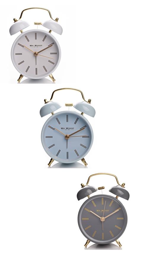 5378B WM. WIDDOP DOUBLE BELL ALARM CLOCK - LIGHT BLUE