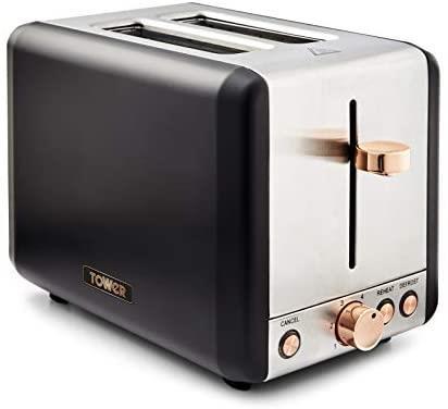 Tower Cavaletto Black/Rose Gold Kettle & Toaster Set