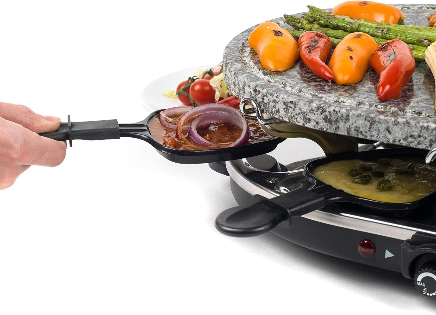 Giles & Posner Electric Stone Raclette Grill Indoor Tabletop Hot Plate Non-Stick Grill Pans 1200 W