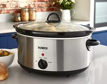 Tower T16029BF 5.5 Litre Slow Cooker in Stainless Steel