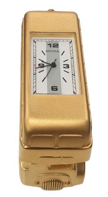 Miniature Clock Gold Plated Double Decker London Bus Solid Brass IMP89 - CLEARANCE NEEDS RE-BATTERY