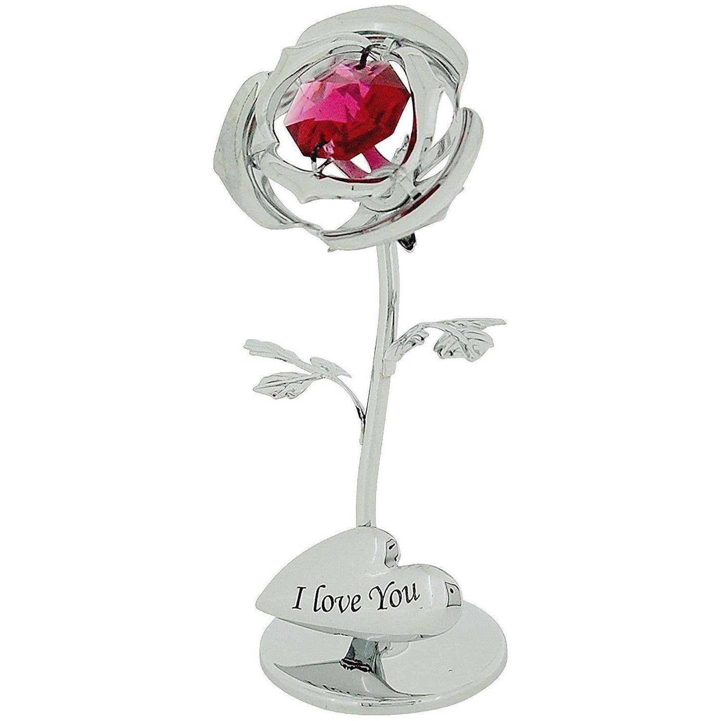 Crystocraft Red Rose I Love You Ornament With Strass Swarovski Crystal Elements