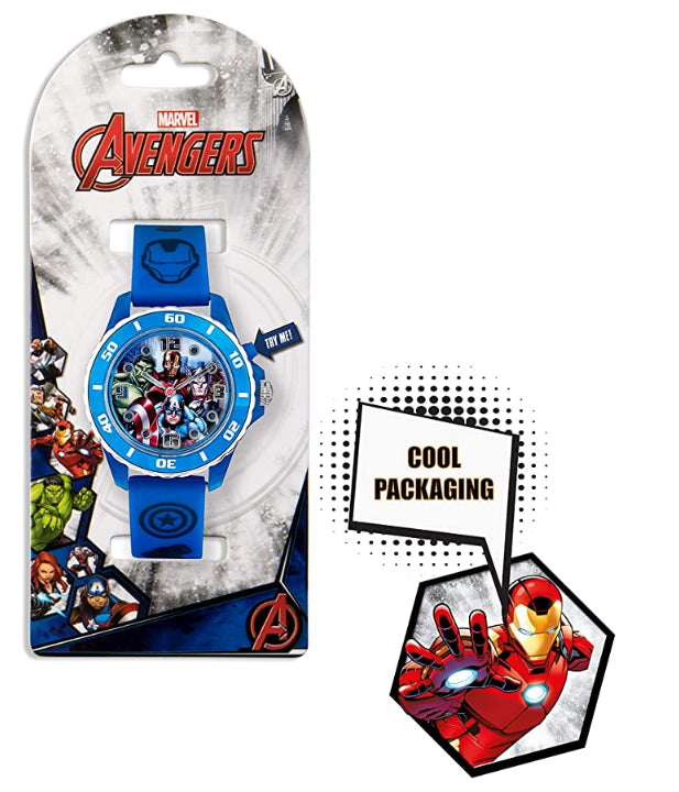 Marvel Avengers Children's Multicolour Dial Blue Rubber Strap watch AVG3506