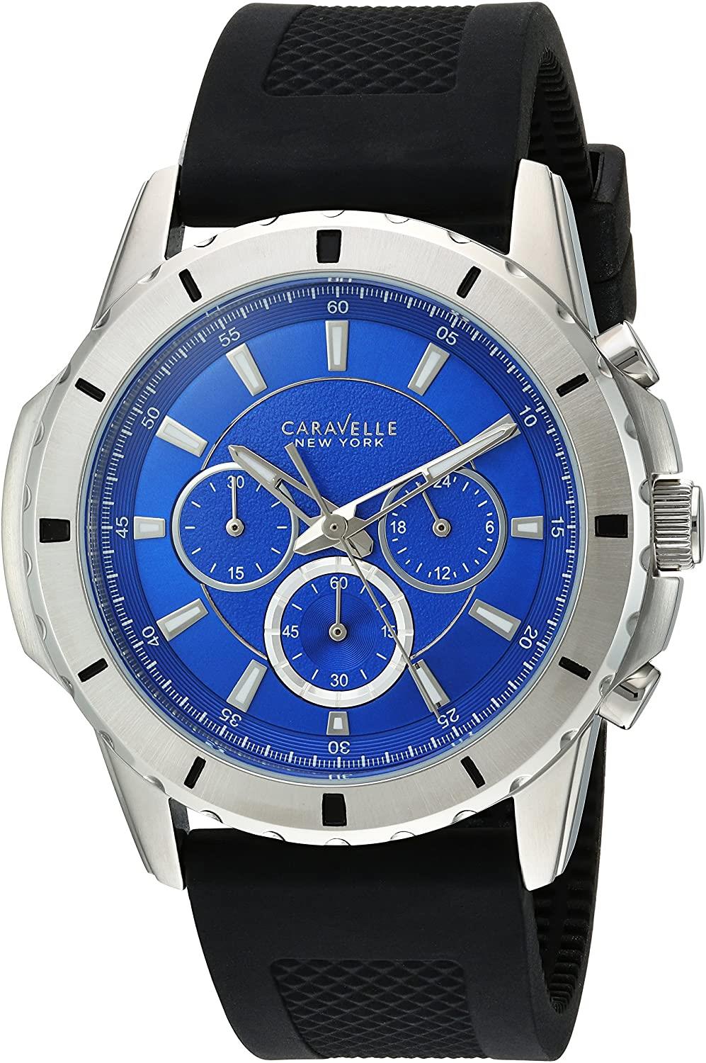 Caravelle New York Bulova Mens Chronograph Silicone Rubber Strap Watch 43a138