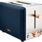 Tower Cavaletto 850W 2 Slice Stainless Steel Toaster - Blue/Rose Gold