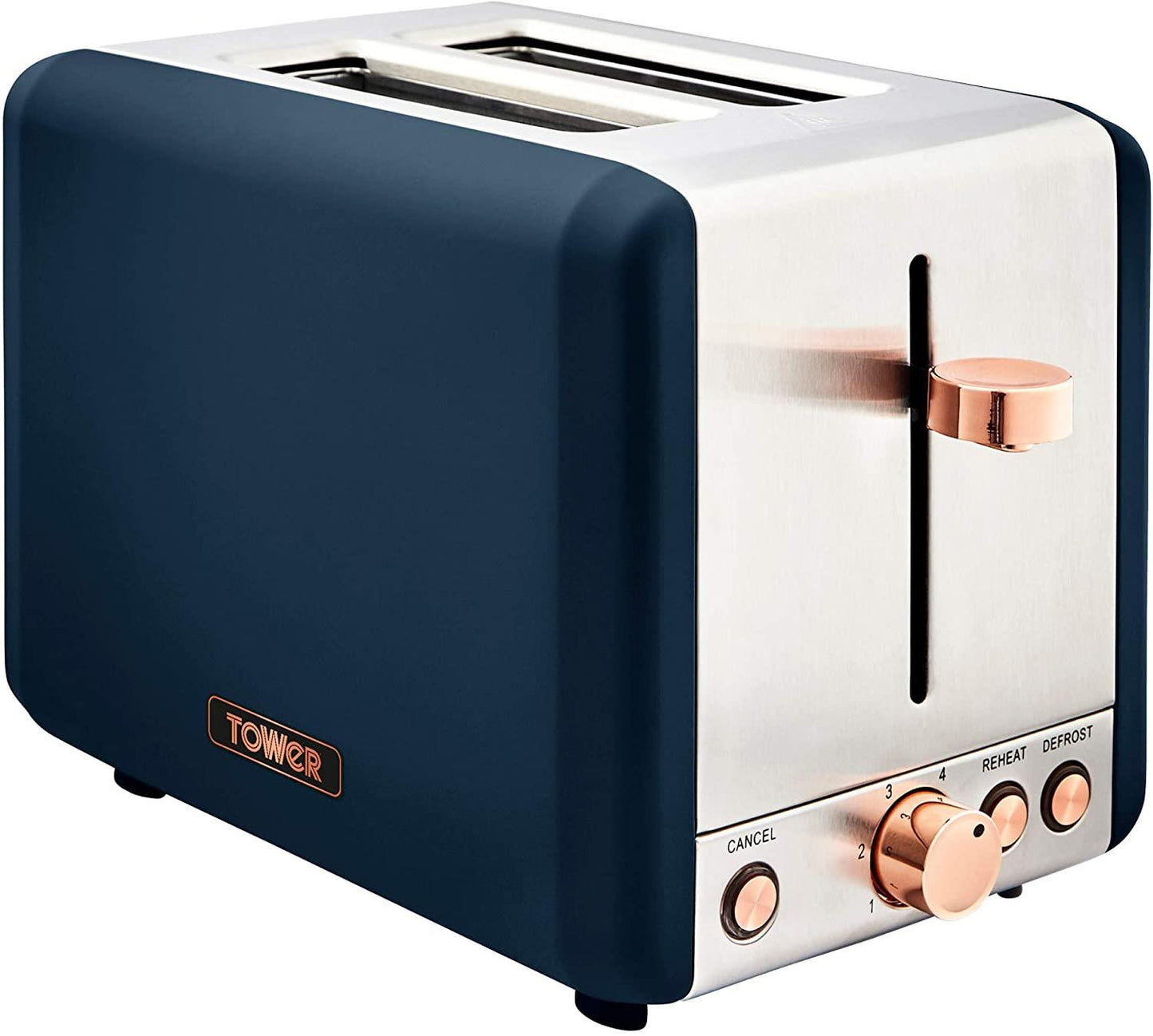 Stainless Steel Blue And Rose Gold Toaster Tower Cavaletto 850W
