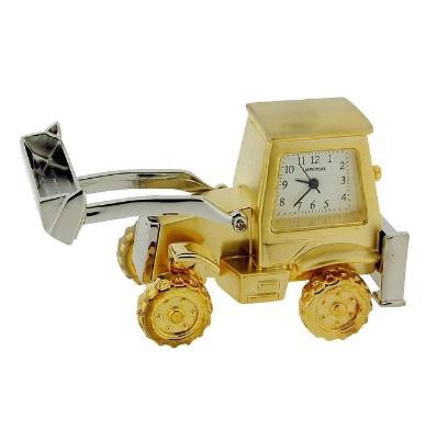 Miniature Clock Two Tone Metal Digger  Solid Brass IMP1048 - CLEARANCE NEEDS RE-BATTERY