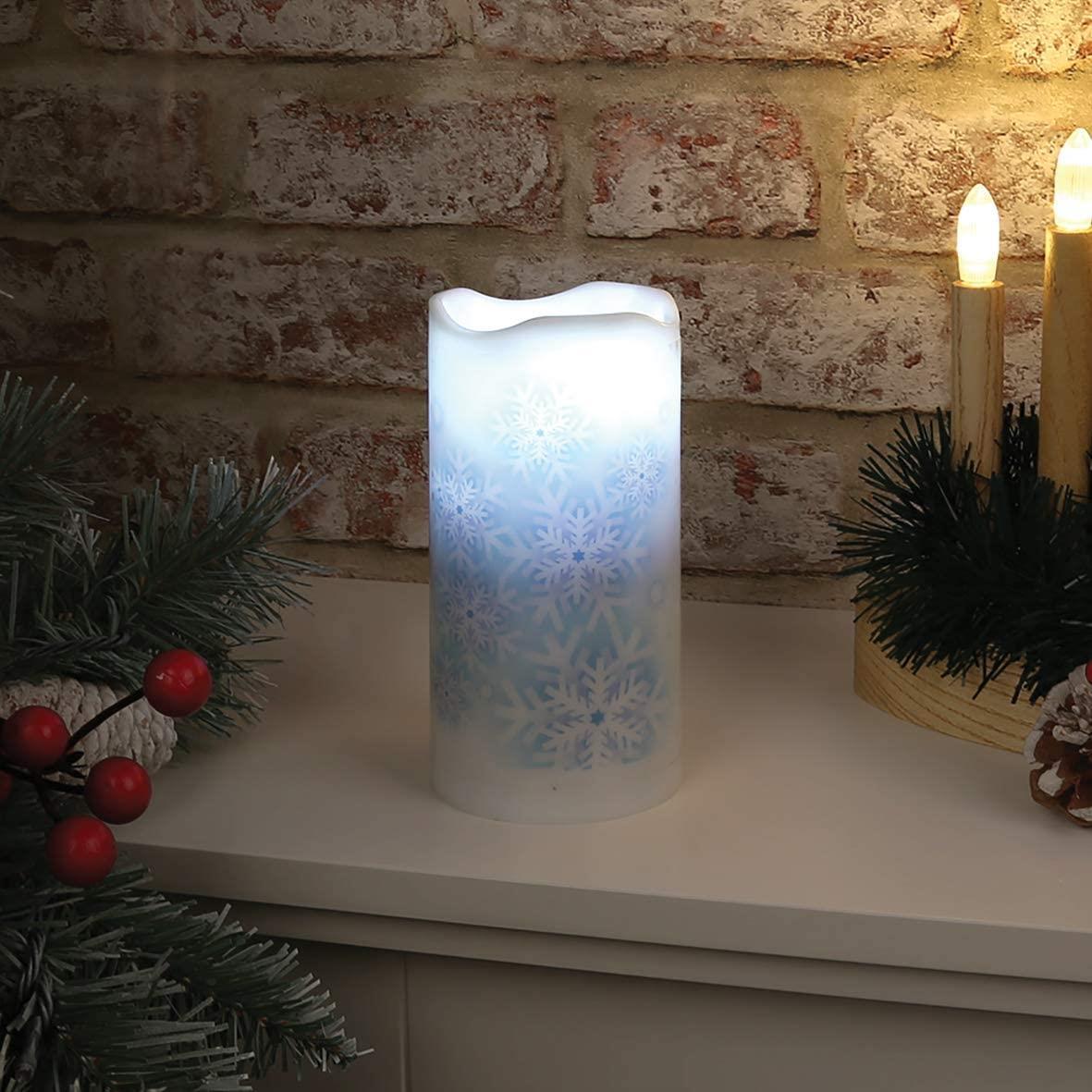 The Christmas Workshop 47250 LED Snowflake Projector Candle-4 Rotating Images, PP, White