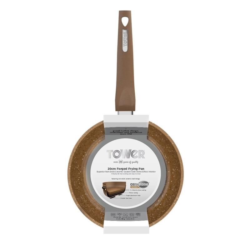 Tower Cerastone Forged Aluminium Frying Pan Non-Stick Ceramic 20 cm, Gold