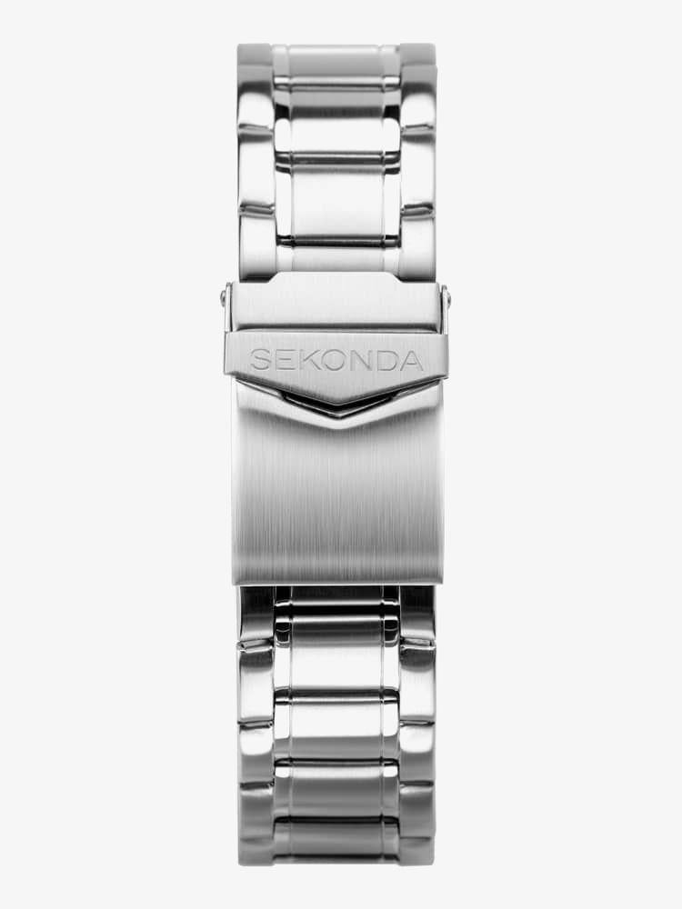 Sekonda Mens Classic Dual-time Black Dial Stainless Steel Bracelet Watch 1697