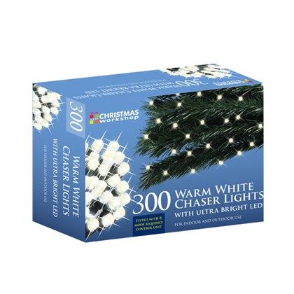 Christmas Workshop 300 LED Warm White Chaser Lights (Carton of 6)