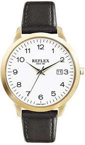 Reflex Mens Dated Watch Black Leather Strap White Dial Ref0056