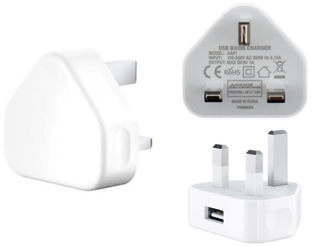 Advanced Accessories USB Mains Charger 1amp White