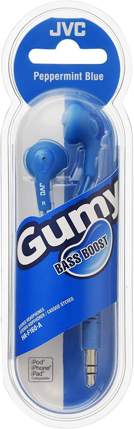 JVC Gumy Bass Boost Stereo headphones HA-F160-A- Peppermint Blue