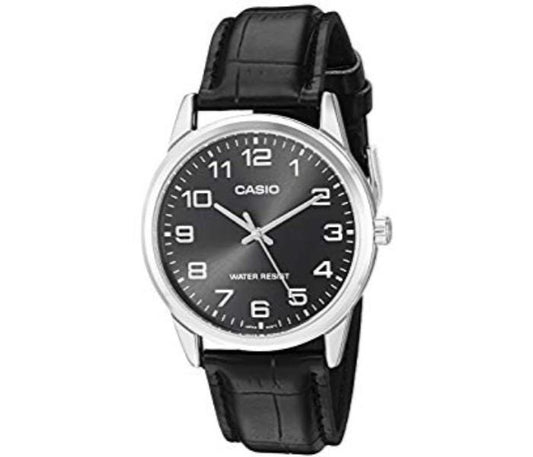 Casio Mens Analogue Black Leather Strap Watch Mtp-v001l-1budf