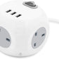 Benross 3 Way Cube Socket Adaptor with 3 USB Ports White- 41079