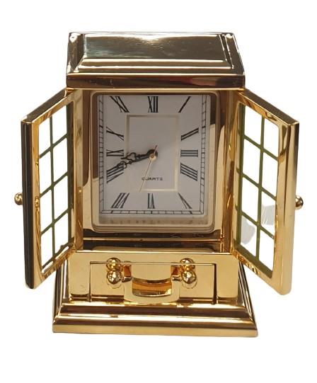Miniature Clock Gold Plated Solid Brass IMP40 - CLEARANCE NEEDS RE-BATTERY