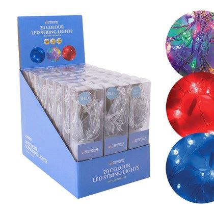 Christmas Workshop BO 20 LED String Lights-12xMulti/6xRed/6xBlue (Carton of 72)