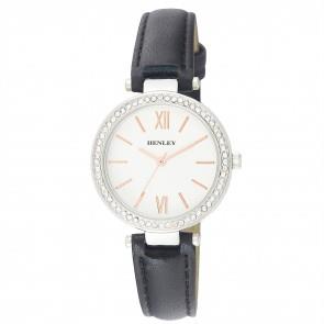Henley Ladies Classic Diamante Strap Watch - Black H06144.3