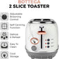 Tower 2 slice Stainless Steel Toaster with Adjustable Browning Control, Defrost and Reheat Settings, White Marble and Rose Gold- T20016wmrg