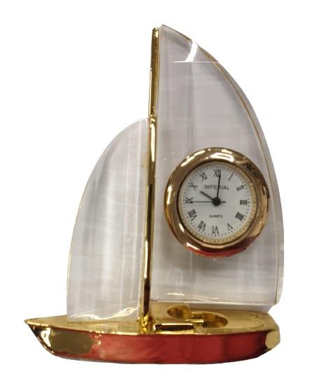 Miniature Clock Gold Metal with Glass Vintage Yacht Solid Brass IMP511 - CLEARANCE NEEDS RE-BATTERY