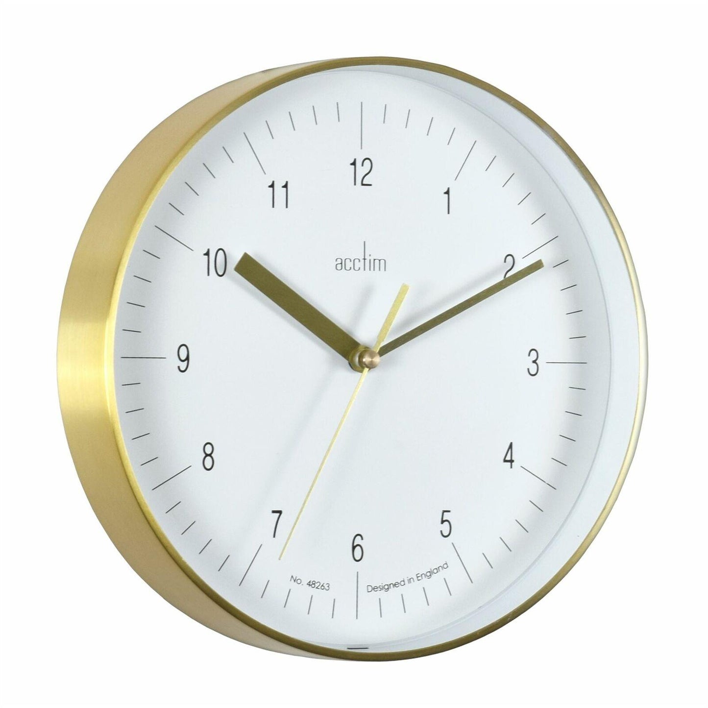 Acctim Stetson Wall Clock White / Brass 200mm diameter 29612