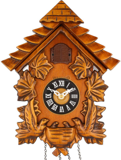 Qtz Cuckoo Clock - Wooden - Pitched Roof