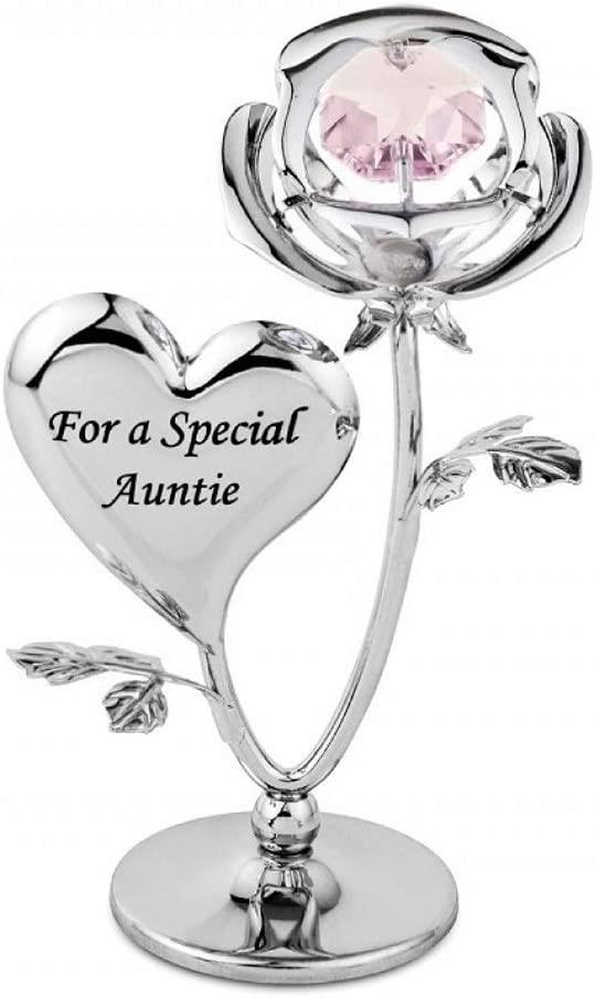 Crystocraft For a Special Auntie Rose Crystal Ornament with Swarovski Elements with Pink Crystal Gift Boxed