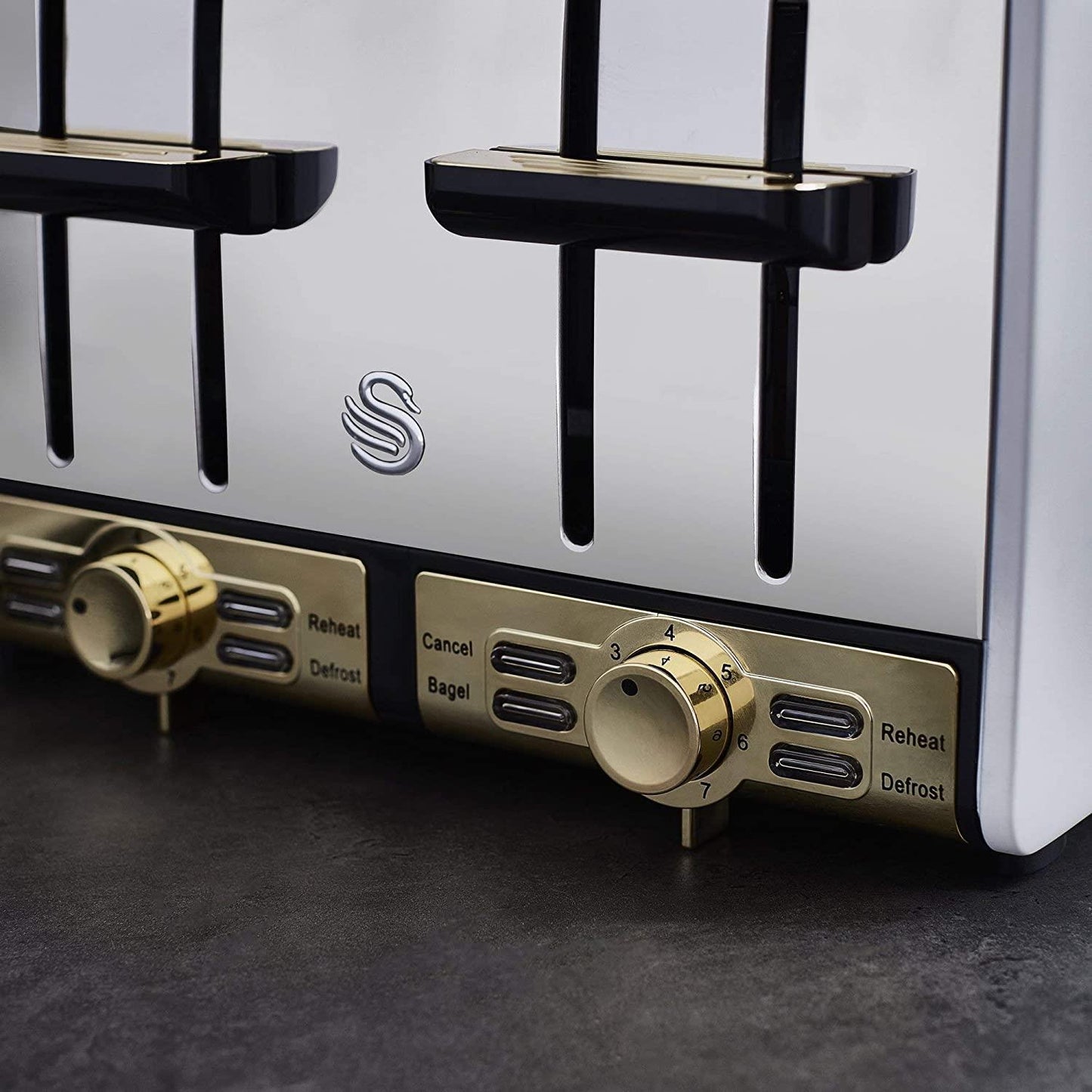 Swan Gatsby 4 Slice Toaster ST14084WHTN- White And Gold